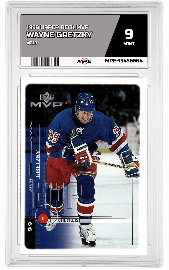 1999 UPPER DECK MVP #219 WAYNE GRETZKY MPE 9 MINT — graded card auctioned from the MPE vault