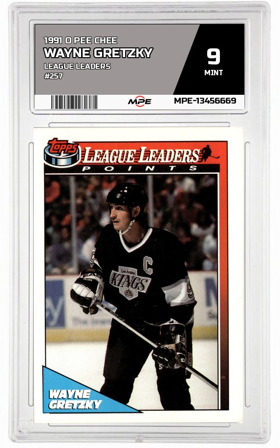 1991 O PEE CHEE LEAGUE LEADERS #257 WAYNE GRETZKY MPE 9 MINT — graded card auctioned from the MPE vault