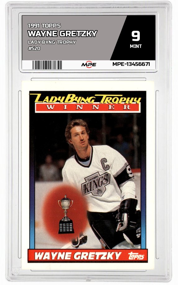 1991 TOPPS LADY BYNG TROPHY #520 WAYNE GRETZKY MPE 9 MINT — graded card auctioned from the MPE vault