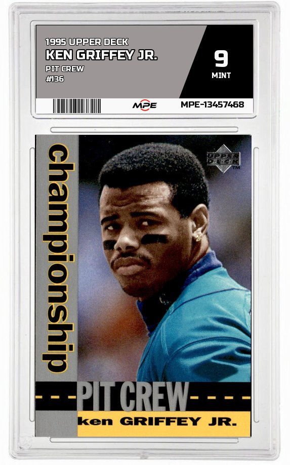 1995 UPPER DECK PIT CREW #136 KEN GRIFFEY JR. MPE 9.5 MINT+ — graded card auctioned from the MPE vault