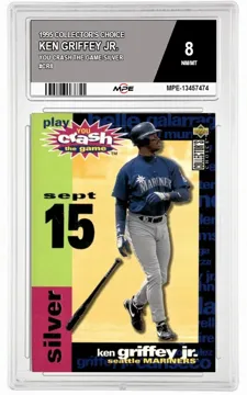 1995 COLLECTOR'S CHOICE YOU CRASH THE GAME-SILVER #CR8 KEN GRIFFEY JR. MPE 8 NM/MT — graded card up for auction