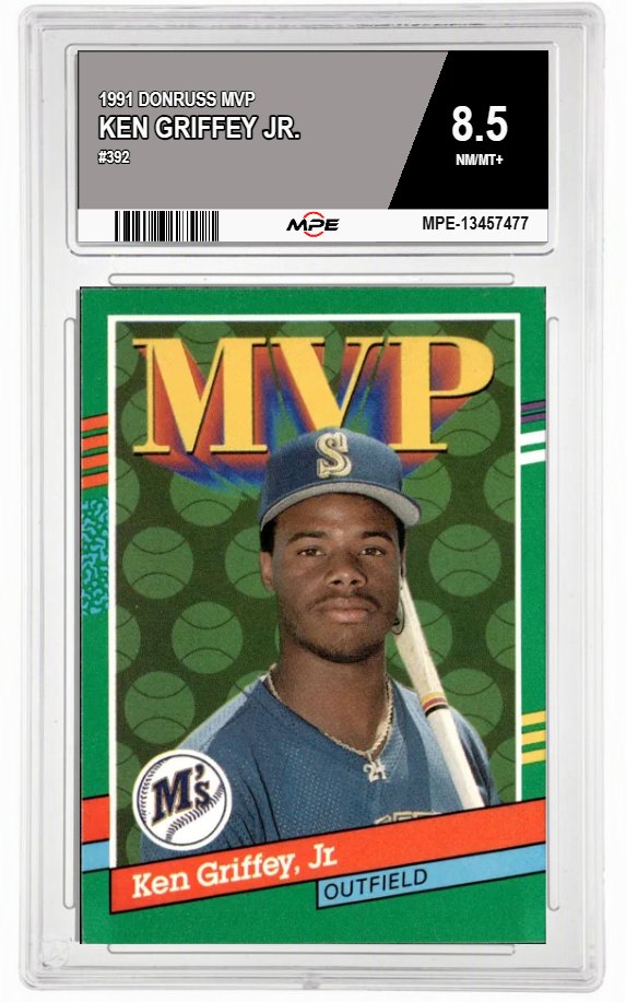 1991 DONRUSS MVP #392 KEN GRIFFEY JR. MPE 8.5 NM/MT+ — graded card auctioned from the MPE vault