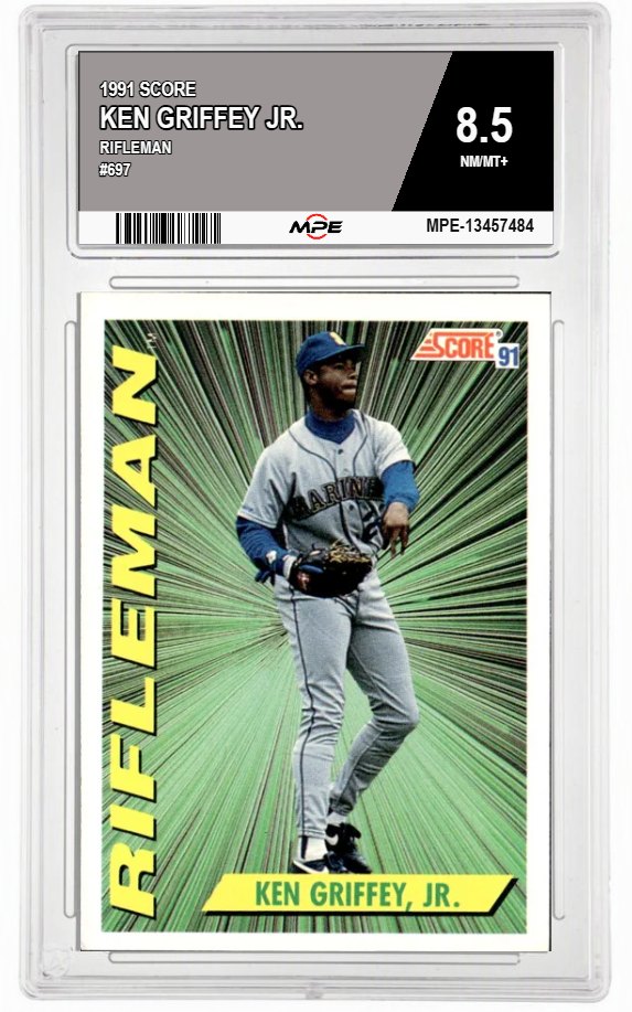 1991 SCORE Rifleman #697 KEN GRIFFEY JR. MPE 8.5 NM/MT+ — graded card auctioned from the MPE vault