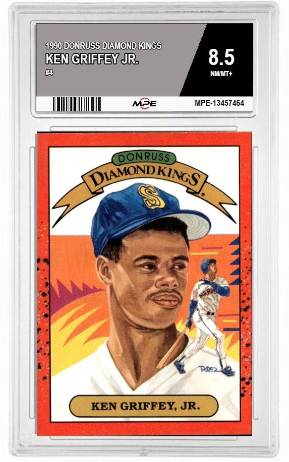 1990 DONRUSS DIAMOND KINGS #4 KEN GRIFFEY JR. MPE 8.5 NM/MT+ — graded card auctioned from the MPE vault