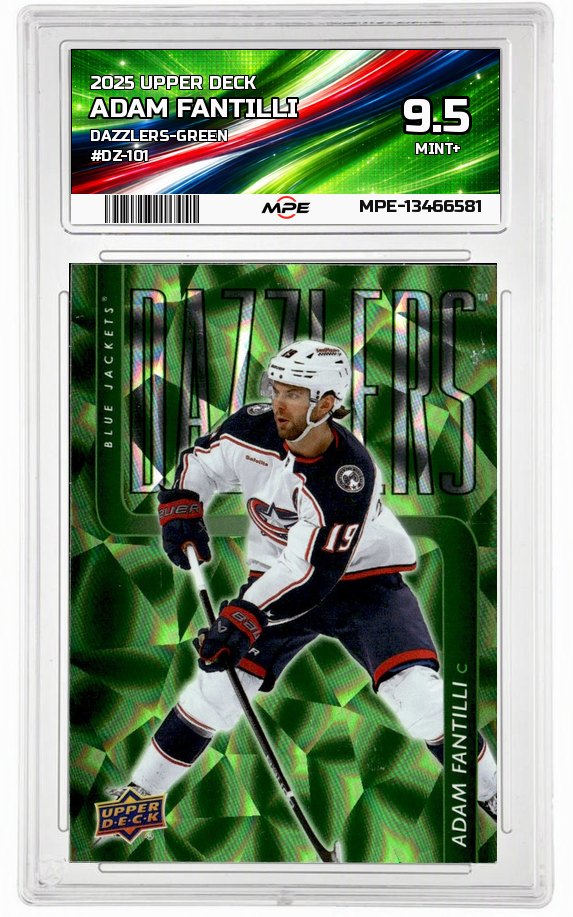 2025 UPPER DECK DAZZLERS-GREEN #DZ-101 ADAM FANTILLI MPE 9.5 MINT+ — graded card auctioned from the MPE vault