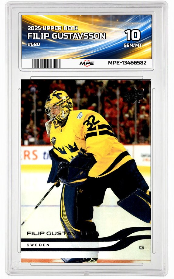 2025 UPPER DECK #680 FILIP GUSTAVSSON MPE 10 GEM/MT — graded card auctioned from the MPE vault