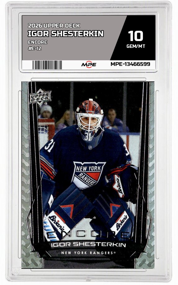 2026 UPPER DECK ENCORE #E-12 IGOR SHESTERKIN MPE 10 GEM/MT — graded card auctioned from the MPE vault