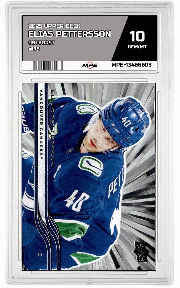 2025 UPPER DECK OUTBURST #176 ELIAS PETTERSSON MPE 10 GEM/MT — graded card auctioned from the MPE vault