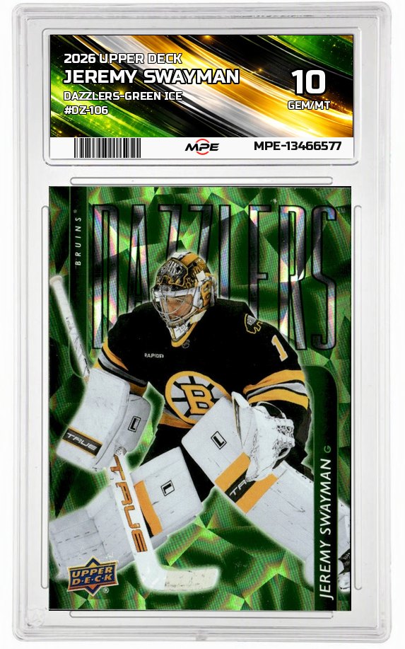 2026 UPPER DECK DAZZLERS-GREEN ICE #DZ-106 JEREMY SWAYMAN MPE 10 GEM/MT — graded card auctioned from the MPE vault