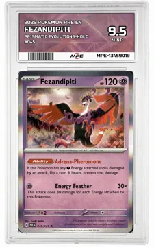 2025 POKEMON PRE EN PRISMATIC EVOLUTIONS-HOLO #045 FEZANDIPITI MPE 9.5 MINT+ — graded card up for auction