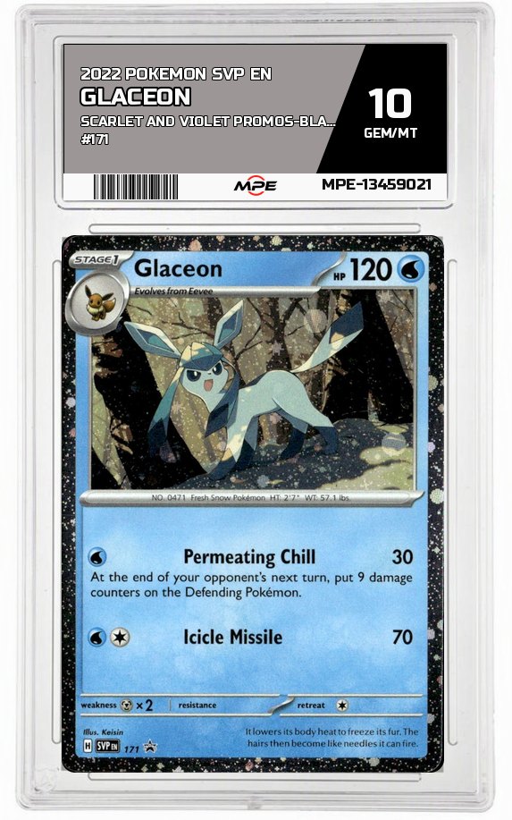 2022 POKEMON SVP EN SCARLET AND VIOLET PROMOS-Black Star Promo #171 GLACEON MPE 10 GEM/MT — graded card auctioned from the MPE vault