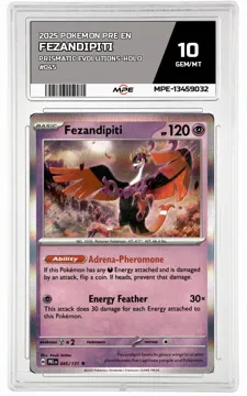 2025 POKEMON PRE EN PRISMATIC EVOLUTIONS-HOLO #045 FEZANDIPITI MPE 10 GEM/MT — graded card up for auction