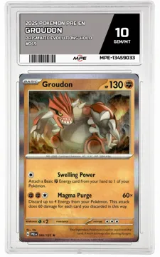 2025 POKEMON PRE EN PRISMATIC EVOLUTIONS-HOLO #049 GROUDON MPE 10 GEM/MT — graded card up for auction