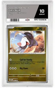 2026 POKEMON PBL EN PITCH BLACK-REV HOLO #046 DRILBUR MPE 10 GEM/MT — graded card up for auction