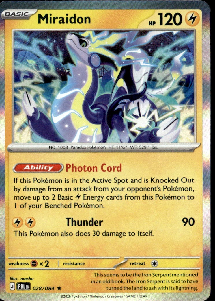 2026 Pokemon Pbl En Miraidon graded slab