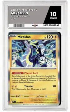 2026 POKEMON PBL EN PITCH BLACK-HOLO #028 MIRAIDON MPE 10 GEM/MT — graded card up for auction
