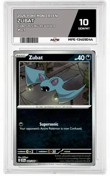 2026 POKEMON CRI EN CHAOS RISING-REV HOLO #049 ZUBAT MPE 10 GEM/MT — graded card up for auction