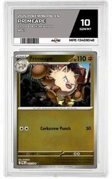 2026 POKEMON PBL EN PITCH BLACK-REV HOLO #043 PRIMEAPE MPE 10 GEM/MT — graded card up for auction