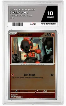 2026 POKEMON PBL EN PITCH BLACK-REV HOLO #011 CHARCADET MPE 10 GEM/MT — graded card up for auction