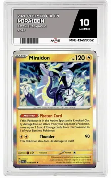2026 POKEMON PBL EN PITCH BLACK-HOLO #028 MIRAIDON MPE 10 GEM/MT — graded card up for auction