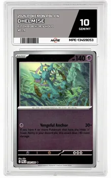 2026 POKEMON PBL EN PITCH BLACK-REV HOLO #039 DHELMISE MPE 10 GEM/MT — graded card up for auction