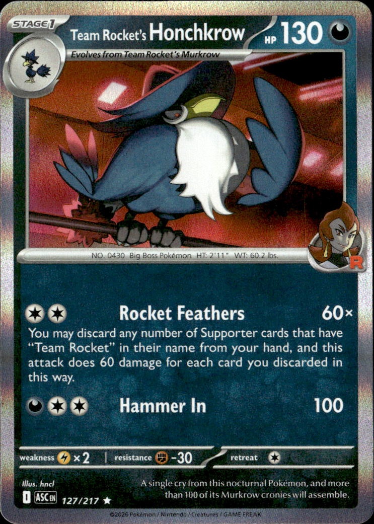 2026 Pokemon Asc En Team Rocket'S Honchkrow graded slab
