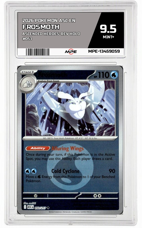 2026 POKEMON ASC EN ASCENDED HEROES-REV HOLO #053 FROSMOTH MPE 9.5 MINT+ — graded card auctioned from the MPE vault