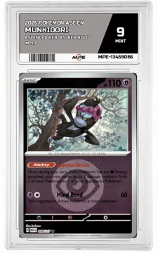 2026 POKEMON ASC EN ASCENDED HEROES-REV HOLO #099 MUNKIDORI MPE 9 MINT — graded card up for auction