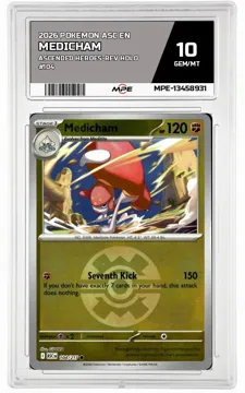 2026 POKEMON ASC EN ASCENDED HEROES-REV HOLO #104 MEDICHAM MPE 10 GEM/MT — graded card up for auction