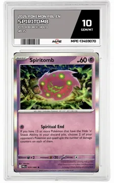 2026 POKEMON PBL EN PITCH BLACK-HOLO #035 SPIRITOMB MPE 10 GEM/MT — graded card up for auction