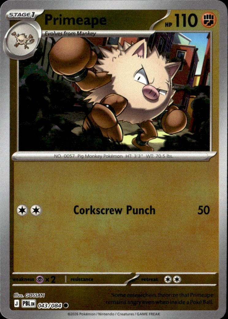 2026 Pokemon Pbl En Primeape graded slab