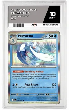 2026 POKEMON PBL EN PITCH BLACK-HOLO #020 PRIMARINA MPE 10 GEM/MT — graded card up for auction