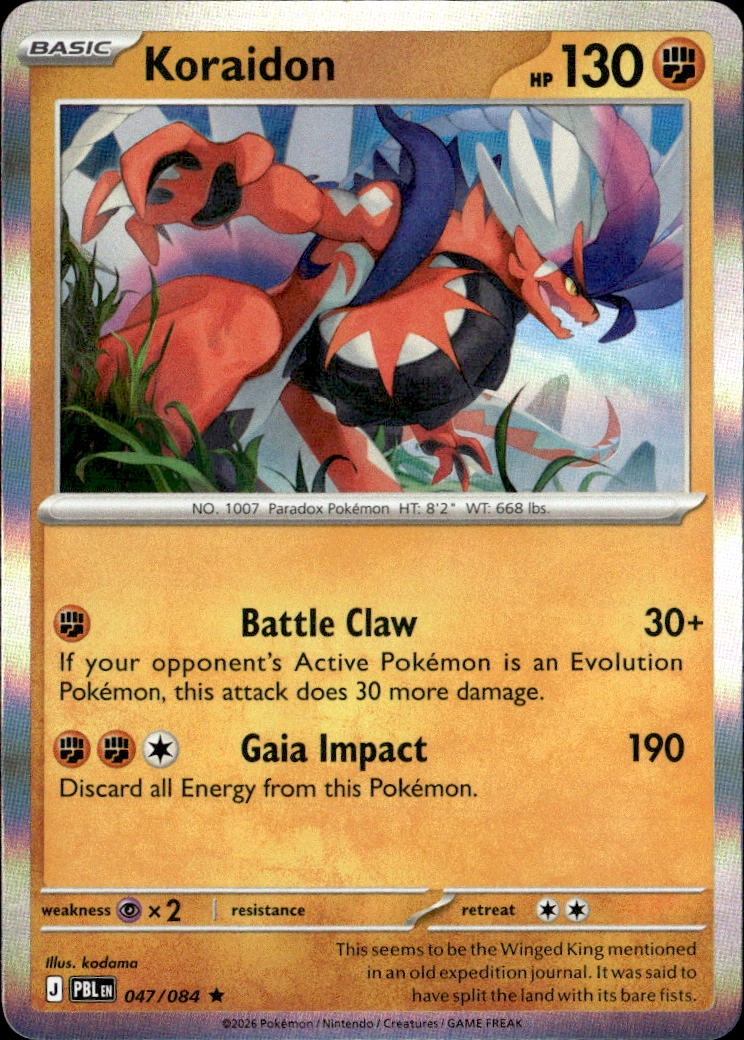 2026 Pokemon Pbl En Koraidon graded slab