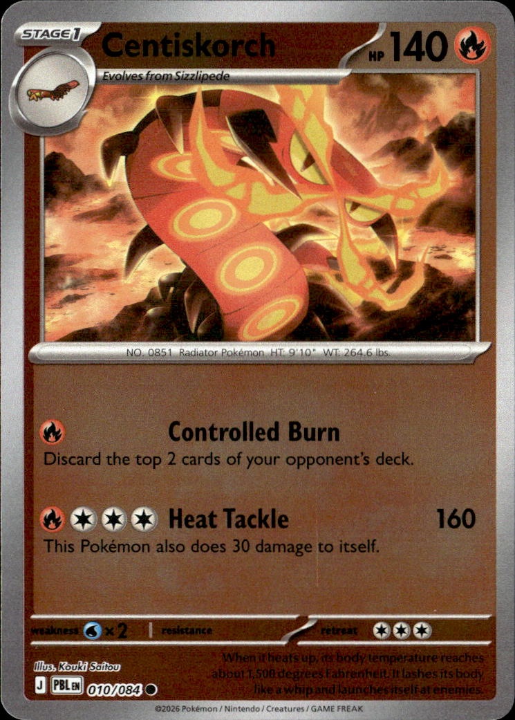 2026 Pokemon Pbl En Centiskorch graded slab
