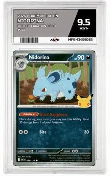 2026 POKEMON 30C EN 30TH CELEBRATION-HOLO #088 NIDORINA MPE 9.5 MINT+ — graded card up for auction