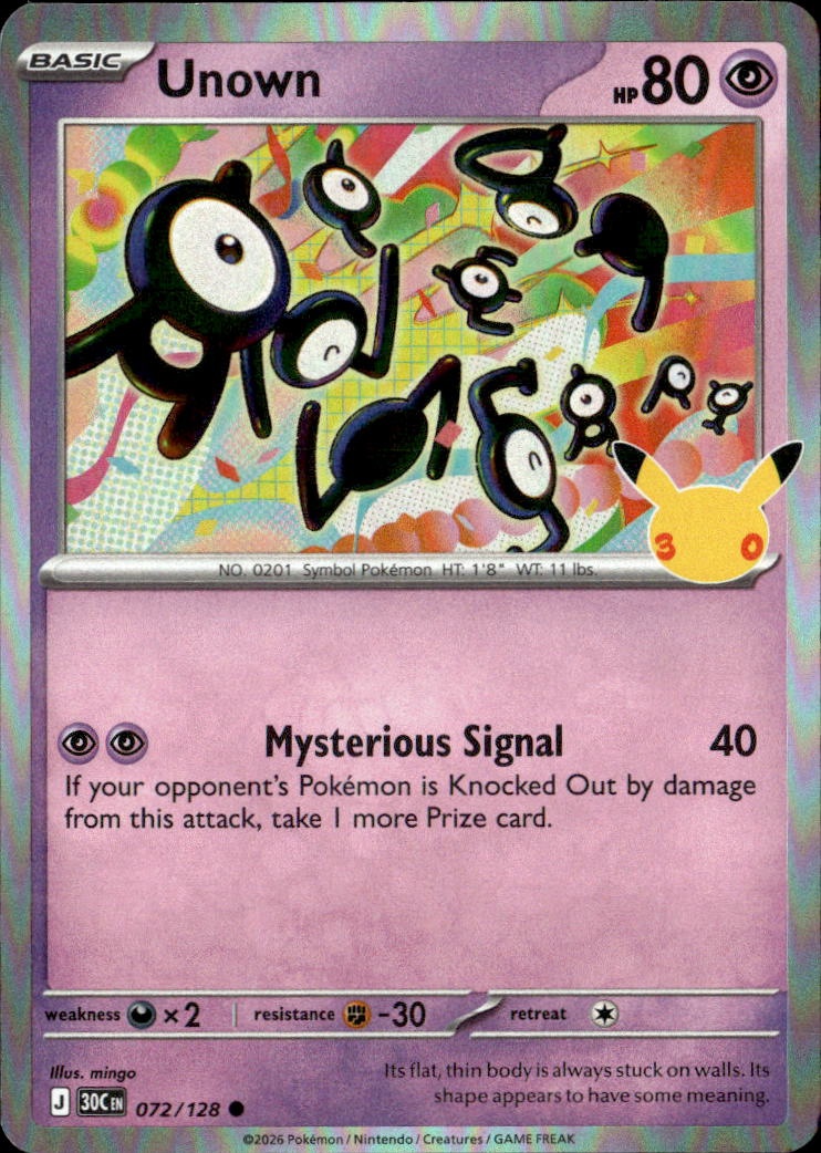 2026 Pokemon 30C En Unown graded slab