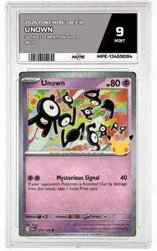 2026 POKEMON 30C EN 30TH CELEBRATION-HOLO #072 UNOWN MPE 9 MINT — graded card up for auction