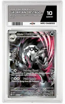 2026 POKEMON ASC EN ASCENDED HEROES-Illustration Rare #245 GALARIAN OBSTAGOON MPE 10 GEM/MT — graded card up for auction