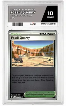 2026 POKEMON PBL EN PITCH BLACK-REV HOLO #076 FOSSIL QUARRY MPE 10 GEM/MT — graded card up for auction