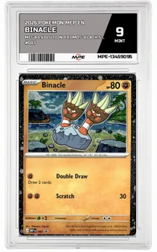 2026 POKEMON MEP EN MEGA EVOLUTION PROMOS-Black Star Promo #087 BINACLE MPE 9 MINT — graded card up for auction