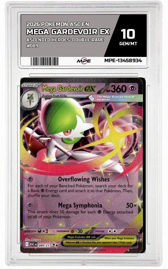 2026 POKEMON ASC EN ASCENDED HEROES-Double Rare #089 MEGA GARDEVOIR EX MPE 10 GEM/MT — graded card auctioned from the MPE vault