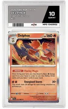 2026 POKEMON CRI EN CHAOS RISING-HOLO #013 DELPHOX MPE 10 GEM/MT — graded card up for auction