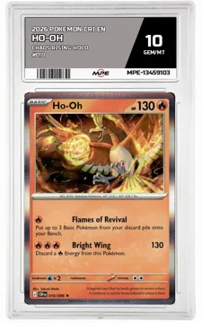 2026 POKEMON CRI EN CHAOS RISING-HOLO #010 HO-OH MPE 10 GEM/MT — graded card up for auction