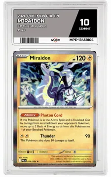 2026 POKEMON PBL EN PITCH BLACK-HOLO #028 MIRAIDON MPE 10 GEM/MT — graded card up for auction