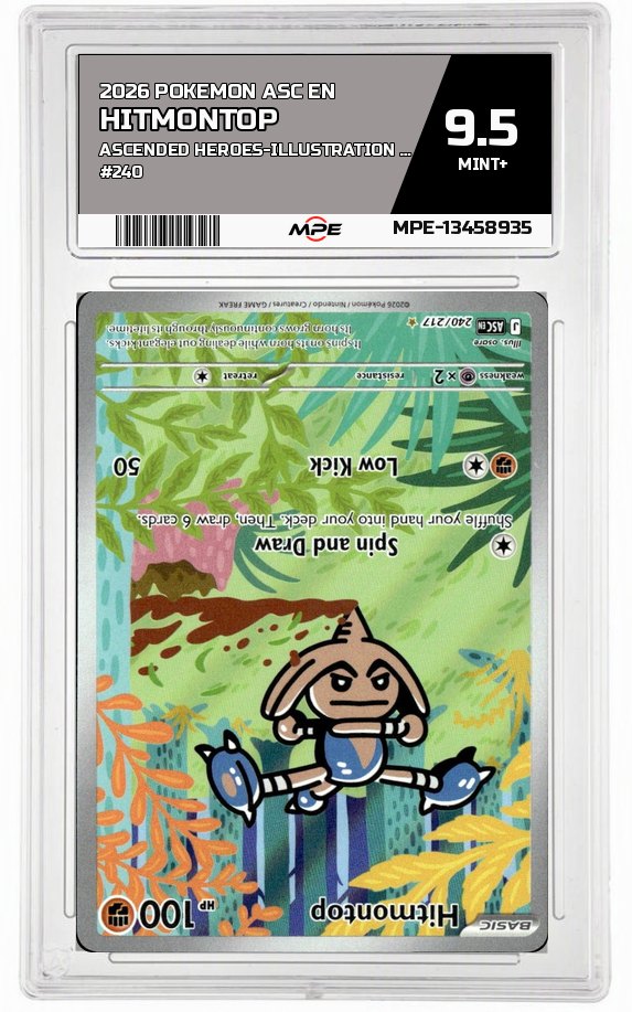 2026 POKEMON ASC EN ASCENDED HEROES-Illustration Rare #240 HITMONTOP MPE 9.5 MINT+ — graded card auctioned from the MPE vault