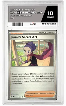 2025 POKEMON PRE EN PRISMATIC EVOLUTIONS #112 JANINE'S SECRET ART MPE 10 GEM/MT — graded card up for auction