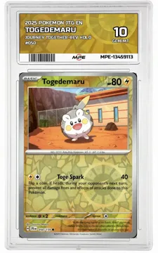 2025 POKEMON JTG EN JOURNEY TOGETHER-REV HOLO #050 TOGEDEMARU MPE 10 GEM/MT — graded card up for auction