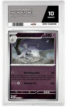 2025 POKEMON MEG EN MEGA EVOLUTION-REV HOLO #066 HOUNDSTONE MPE 10 GEM/MT — graded card up for auction