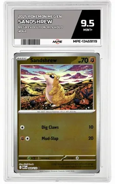 2025 POKEMON MEG EN MEGA EVOLUTION-REV HOLO #068 SANDSHREW MPE 9.5 MINT+ — graded card up for auction