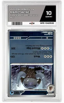 2025 POKEMON PFL EN PHANTASMAL FLAMES-REV HOLO #025 MAMOSWINE MPE 10 GEM/MT — graded card up for auction